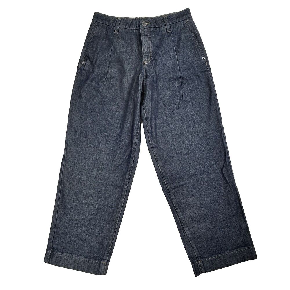 Banana Republic Luxe Mid-Rise Straight Jeans Womens 28/6 Blue Pleated Washwell